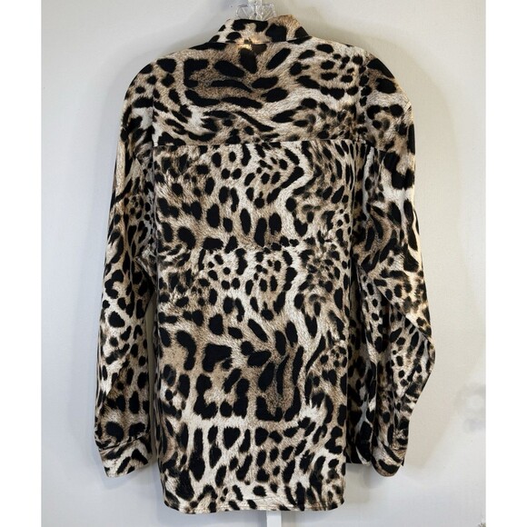 INC International Concepts Women’s Leopard Print Button Down Shirt S Long Sleeve - Picture 2 of 7